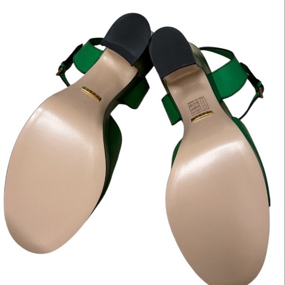 Gucci Shamarock Green Women's platform Sandal heels size 40 - Picture 5 of 6